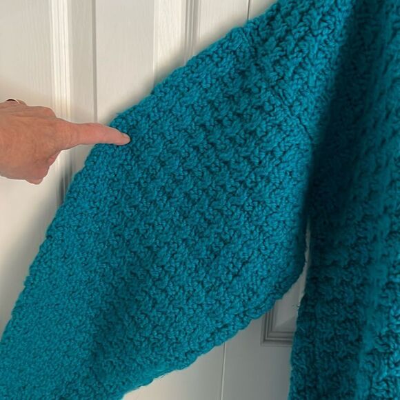 Women’s Handmade Teal Blue Wool Blend Sweater Size M/L (see measurements) - Picture 5 of 9